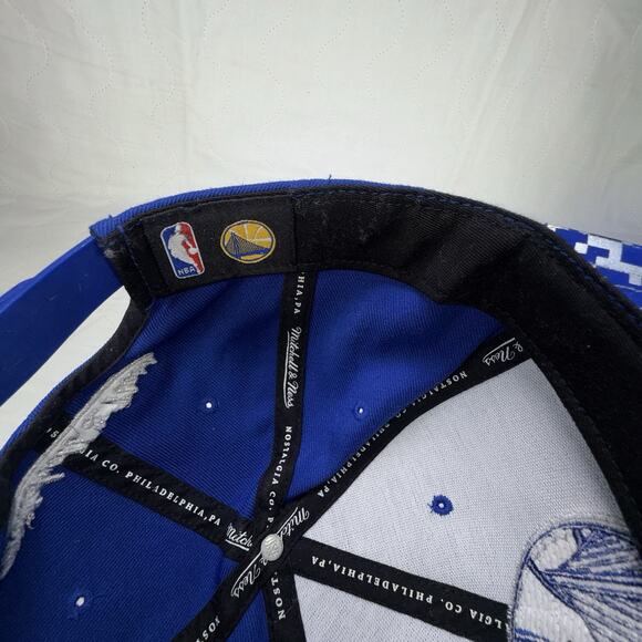 Golden State Warriors NBA - Mitchell & Ness Blue SnapBack Cap Hat One Size - Picture 7 of 9
